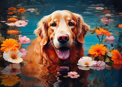 Diamond Painting Lake Retriever 31" x 22" (78.7cm x 55.8cm) / Square with 56 Colors including 1 AB and 3 Fairy Dust Diamonds / 70,784