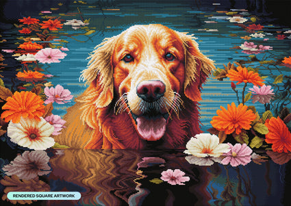 Diamond Painting Lake Retriever 31" x 22" (78.7cm x 55.8cm) / Square with 56 Colors including 1 AB and 3 Fairy Dust Diamonds / 70,784