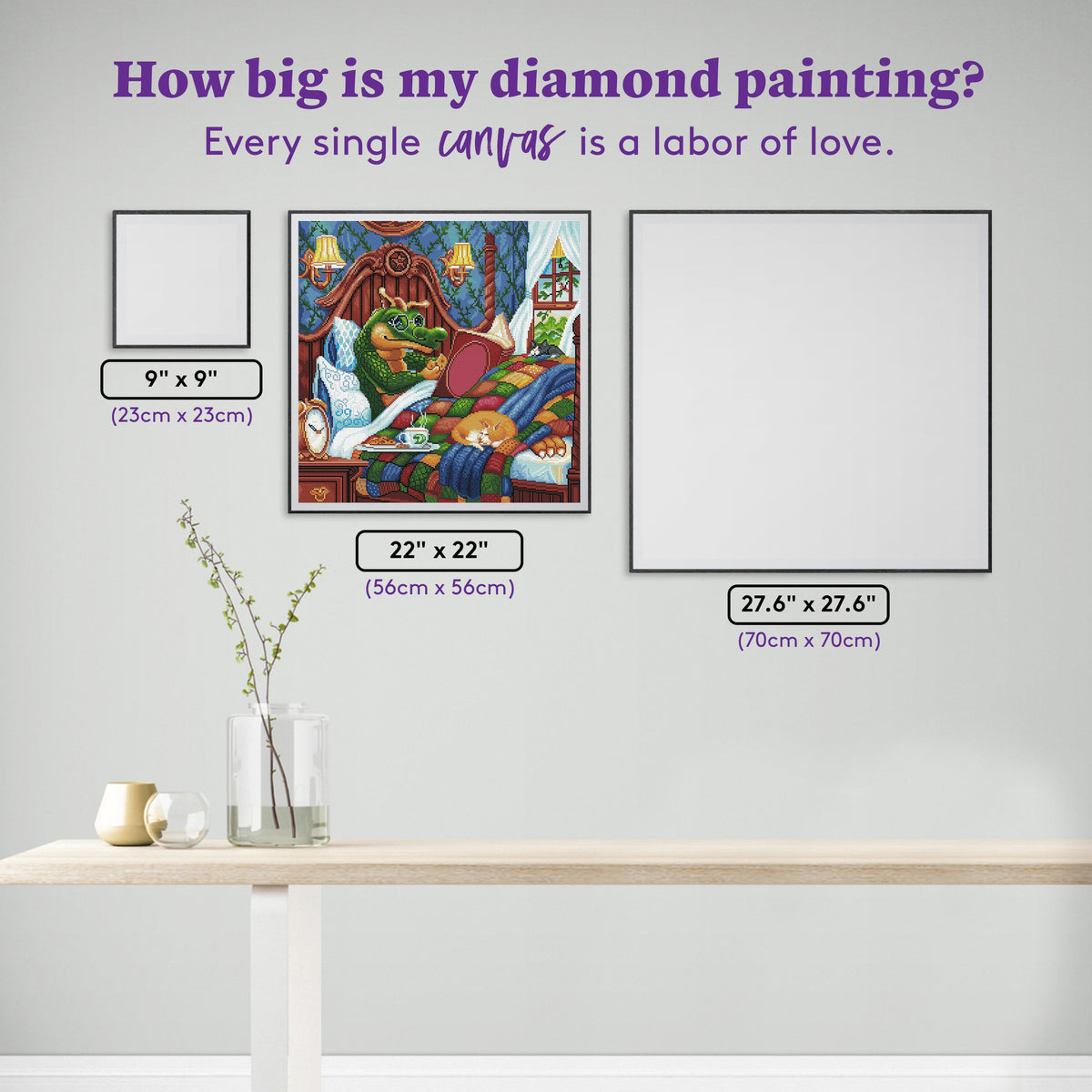 Diamond Painting Lazy Day 22" x 22″ (56cm x 56cm) / Square with 50 Colors including 4 ABs / 48,841