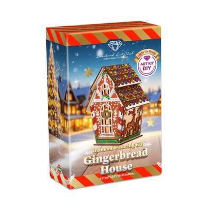 Diamond Painting LED 3D Gingerbread House - Reindeer 5.5" x 4.1" x 3.1" (14 x 10.5 x 8cm) / Round with 10 Colors including 9 Iridescent Diamonds / 1,094