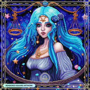 Diamond Painting Libra - AS 22" x 22" (55.8cm x 55.8cm) / Square with 53 Colors including 3 ABs Diamonds 1 Iridescent Diamonds and 1 Fairy Dust Diamonds / 50,176