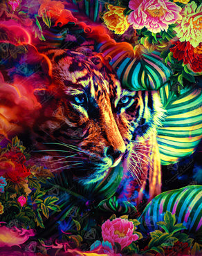 Diamond Painting Life of Tigers 22" x 28" (55.8cm x 70.7cm) / Square With 55 Colors Including 4 ABs / 63,616