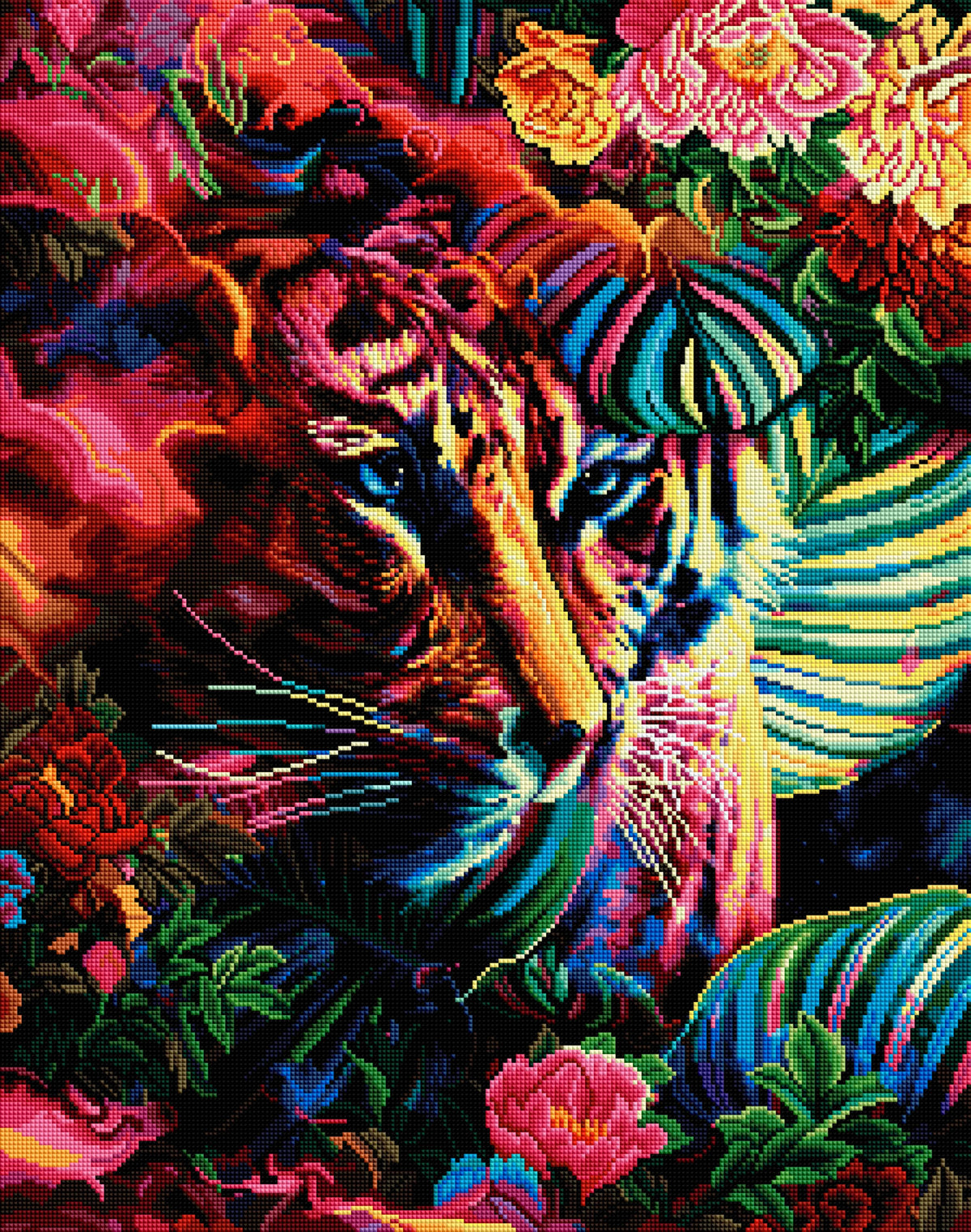 Diamond Painting Life of Tigers 22" x 28" (55.8cm x 70.7cm) / Square With 55 Colors Including 4 ABs / 63,616