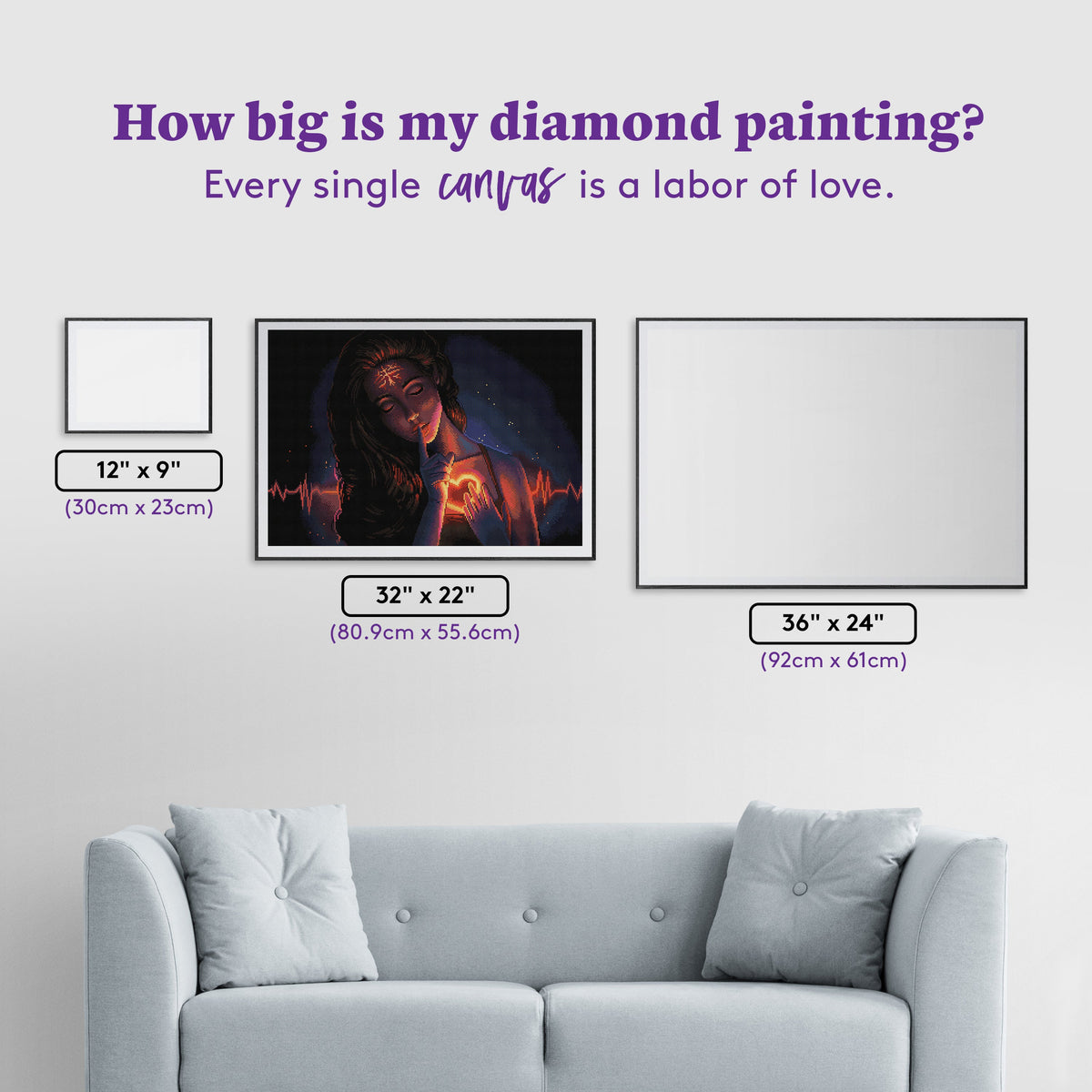 Diamond Painting Listen to Your Heart 32" x 22" (80.9cm x 55.6cm) / Round With 39 Colors Including 3 ABs and 3 Fairy Dust Diamonds / 59,388