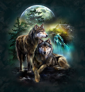 Diamond Painting Lookout Wolves 27.6" x 29.9" (69.9cm x 75.9cm) / Square with 55 Colors including 2 ABs and 3 Fairy Dust Diamonds / 85,705