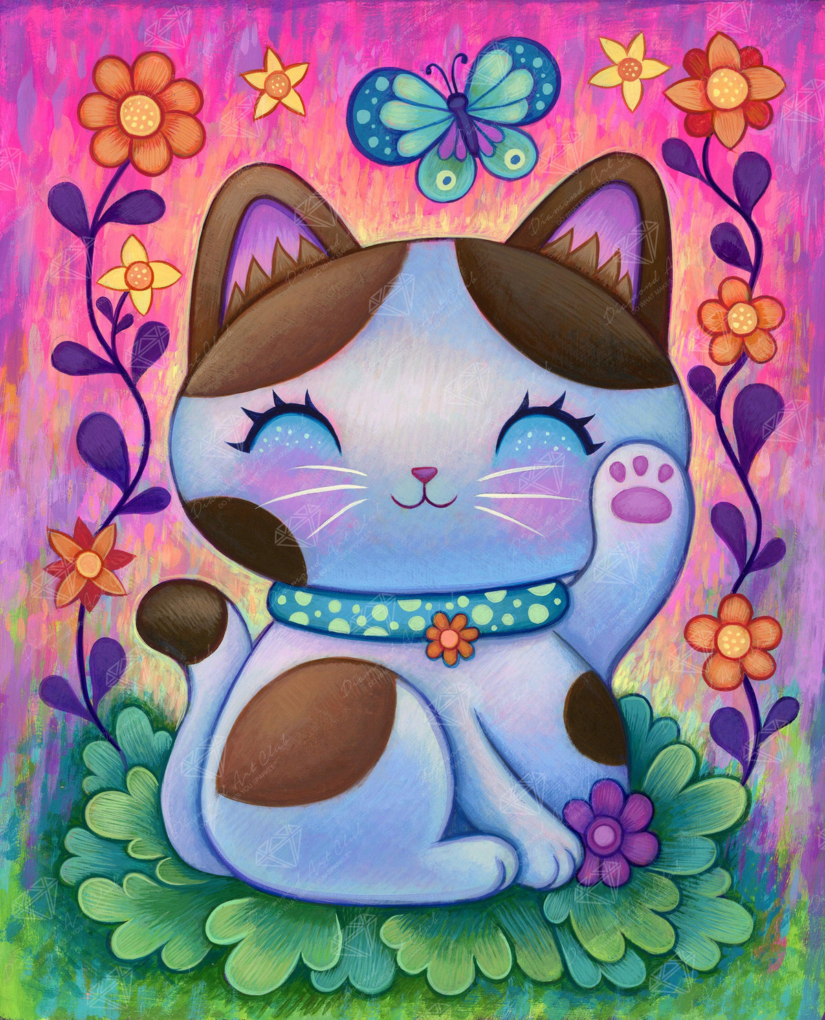 Diamond Painting Lucky Manekineko 22" x 27" (55.8cm x 69cm) / Round with 57 Colors including 2 ABs and 2 Fairy Dust Diamonds / 48,954