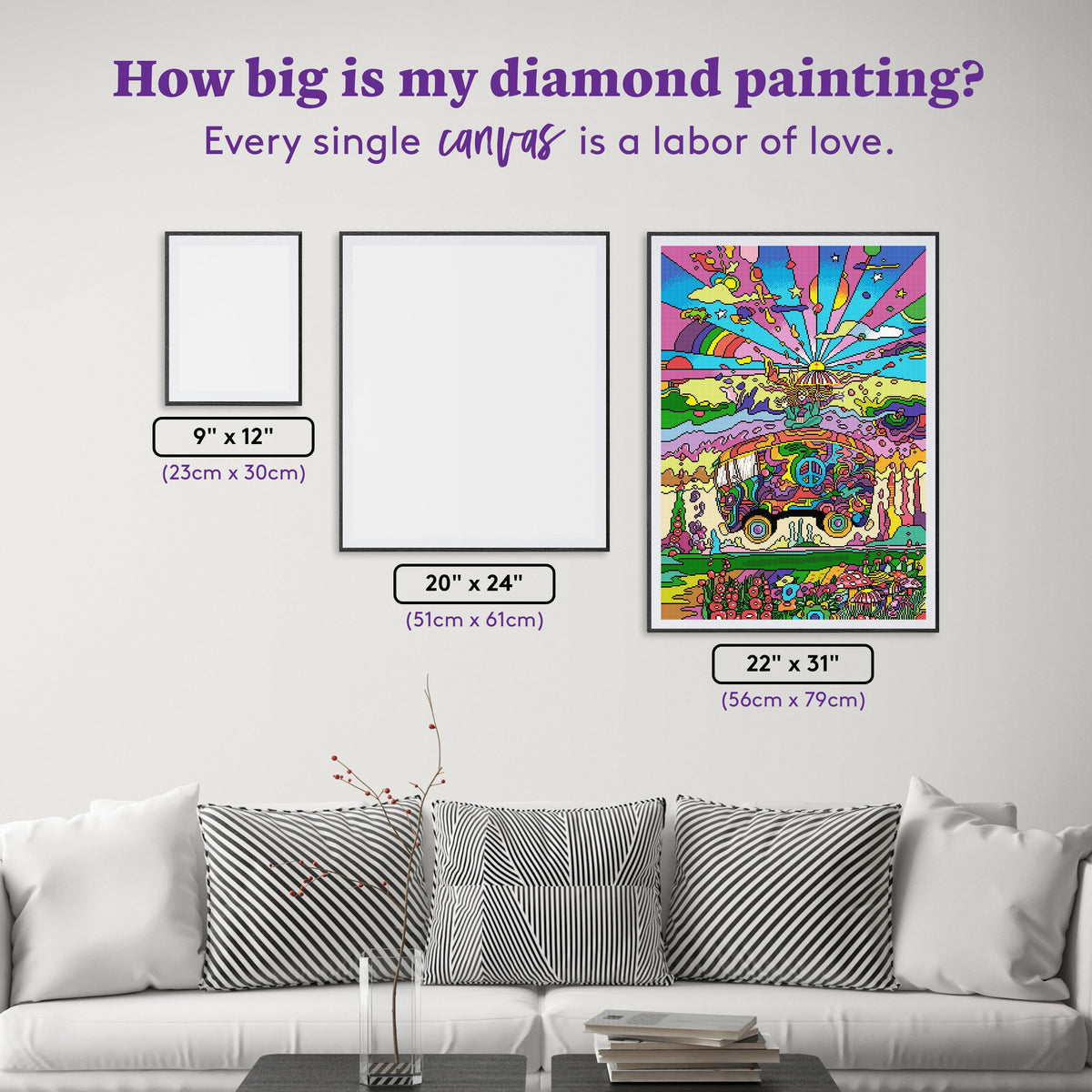 Diamond Painting Magic Bus 22" x 31" (56cm x 79cm) / Square with 46 Colors including 4 ABs / 70,784