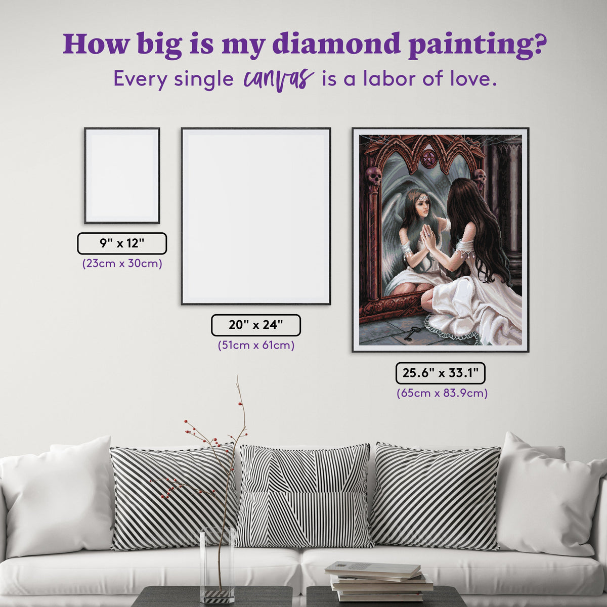 Diamond Painting Magic Mirror 25.6" x 33.1" (65cm x 83.9cm) / Square with 62 Colors including 1 AB and 2 Fairy Dust Diamonds / 87,957