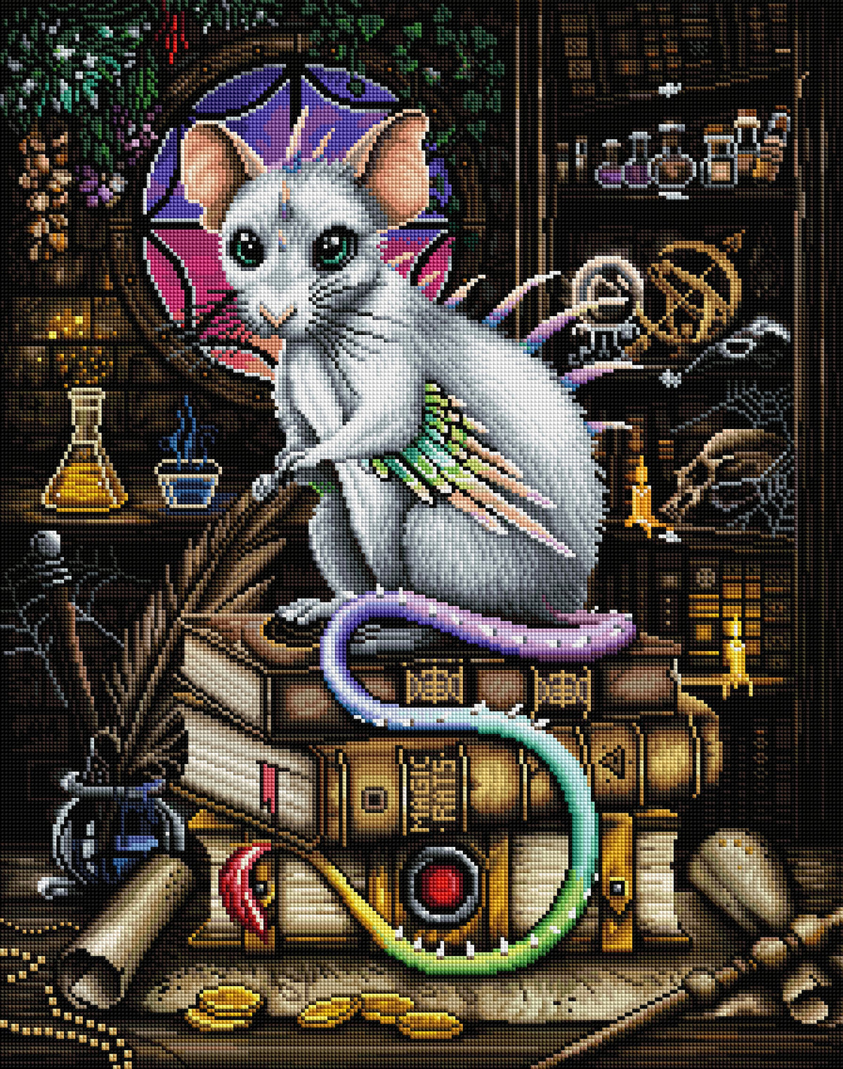 Diamond Painting Magic Rats 22" x 28" (55.8cm x 70.7cm) / Square with 72 Colors including 2 ABs, 1 Iridescent Diamonds and 1 Fairy Dust Diamonds / 63,616