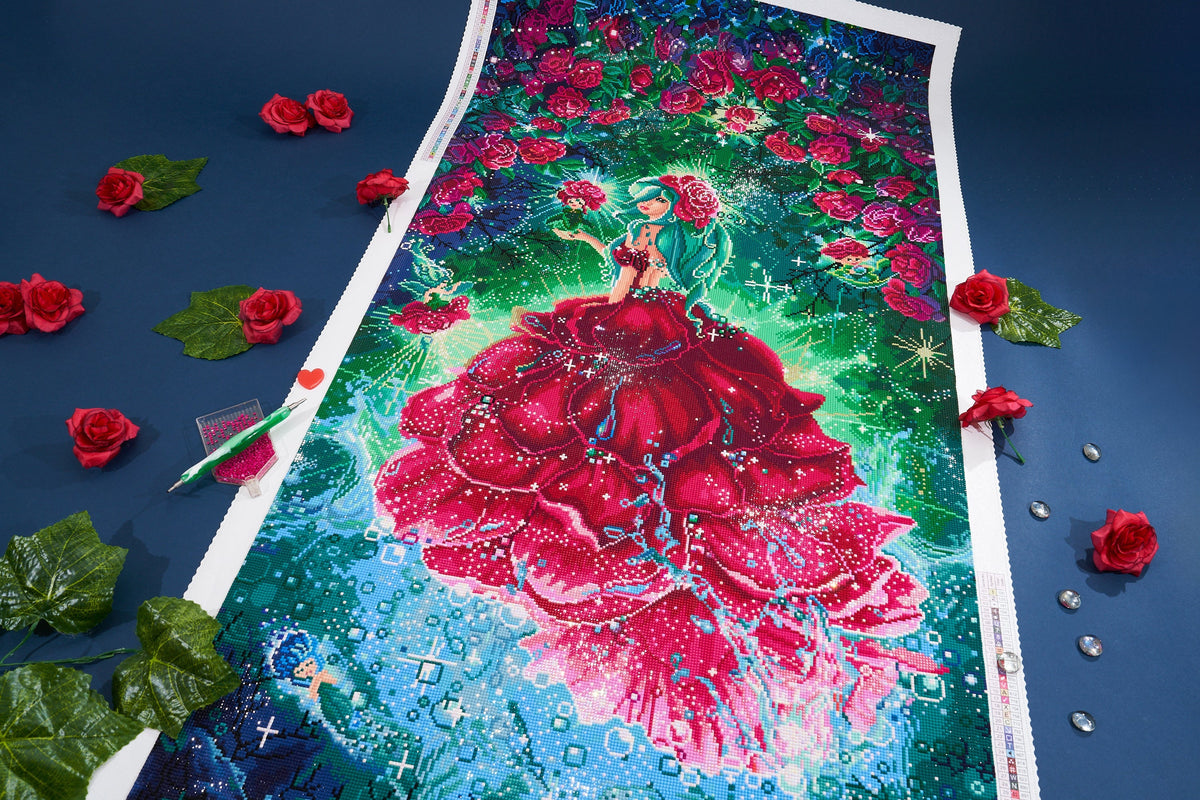 Diamond Painting Magic Roses 25.6" x 51.2" (65cm x 130cm) / Square With 62 Colors Including 3 ABs and 2 Fairy Dust Diamonds and 1 Special Diamonds / 135,946