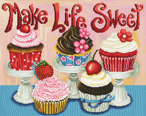 Diamond Painting Make Life Sweet 25" x 20" (63.6cm x 50.7cm) / Round with 48 colors including 4 ABs / 41,087