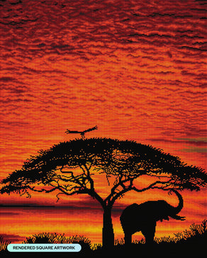 Diamond Painting Masai Mara Silhouette 25.6" x 31.9" (65cm x 81cm) / Square with 17 Colors including 2 ABs and 1 Fairy Dust Diamonds / 84,825