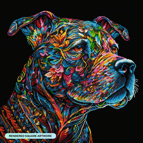 Diamond Painting Maverick the Pit Bull 25.6" x 25.6" (65cm x 65cm) / Square with 43 Colors including 2 ABs and 3 Fairy Dust Diamonds / 68,121