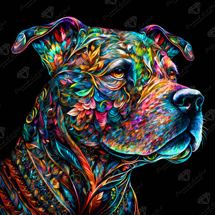 Diamond Painting Maverick the Pit Bull 25.6" x 25.6" (65cm x 65cm) / Square with 43 Colors including 2 ABs and 3 Fairy Dust Diamonds / 68,121