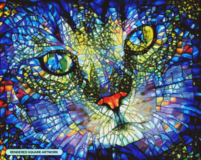 Diamond Painting Max the Stained Glass Cat 34.7" x 27.6" (87.9cm x 69.9cm) / Square with 60 Colors including 3 ABs and 3 Fairy Dust Diamonds / 99,193