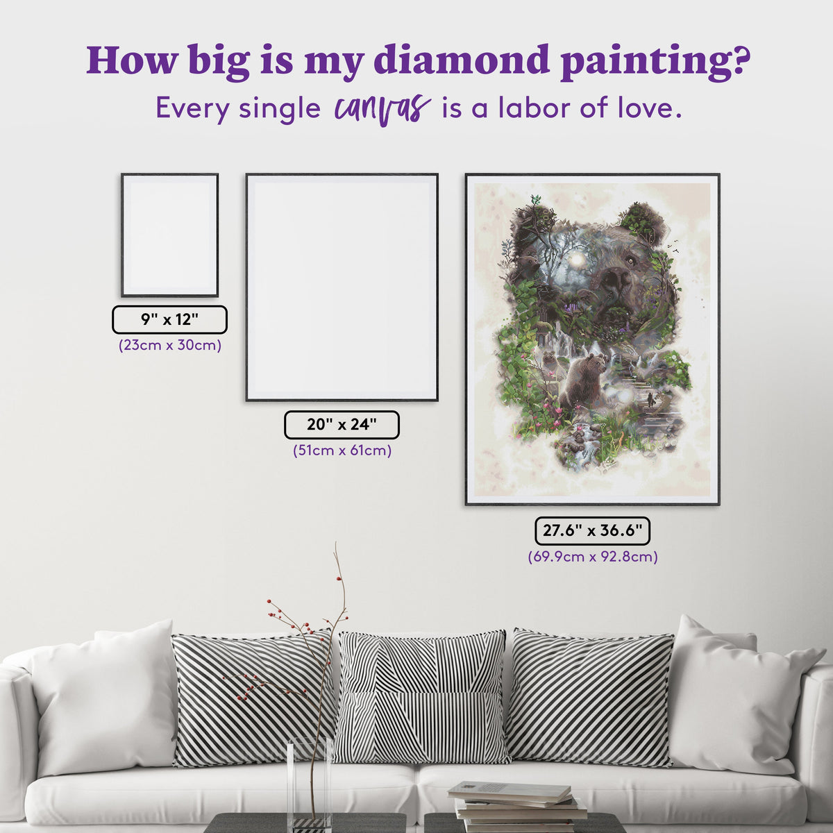 Diamond Painting Meeting the Bear King 27.6" x 36.6" (69.9cm x 92.8cm) / Square With 83 Colors including 4 ABs and 4 Fairy Dust Diamonds / 104,813