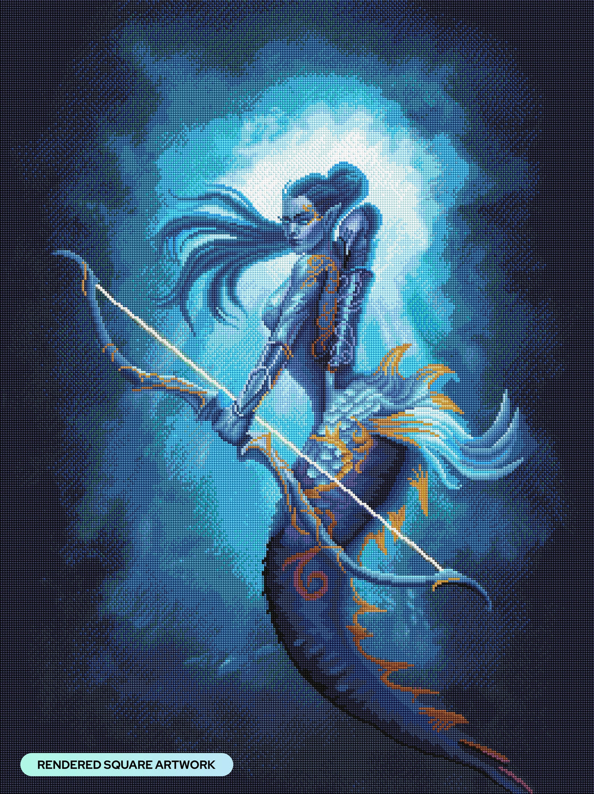 Diamond Painting Mermaid Archer 25.6" x 34.3" (65cm x 87cm) / Square With 52 Colors Including 3 ABs and 2 Fairy Dust Diamonds / 91,089