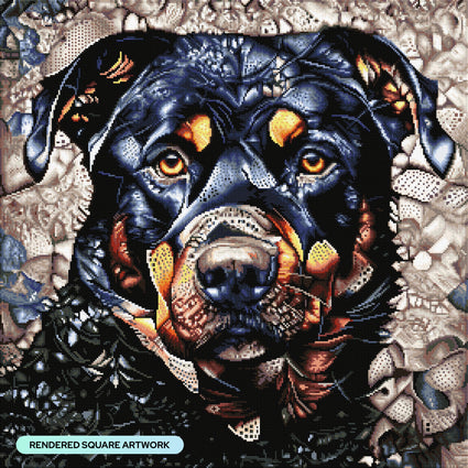 Diamond Painting Mesha the Rottweiler 27.6" x 27.6" (69.9cm x 69.9cm) / Square with 34 Colors including 2 ABs and 2 Fairy Dust Diamonds / 78,961