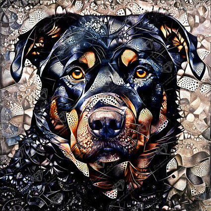 Diamond Painting Mesha the Rottweiler 27.6" x 27.6" (69.9cm x 69.9cm) / Square with 34 Colors including 2 ABs and 2 Fairy Dust Diamonds / 78,961