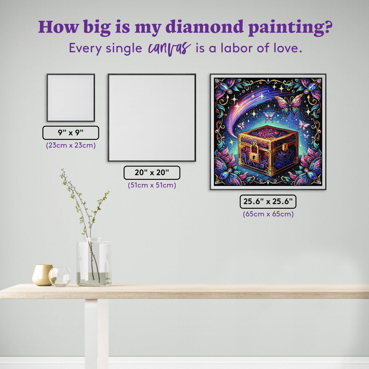 Diamond Painting Mesmerizing Secret 25.6" x 25.6" (65cm x 65cm) / Square With 65 Colors including 4ABs and 1 Iridescent Diamond and 4 Fairy Dust Diamonds / 68,121