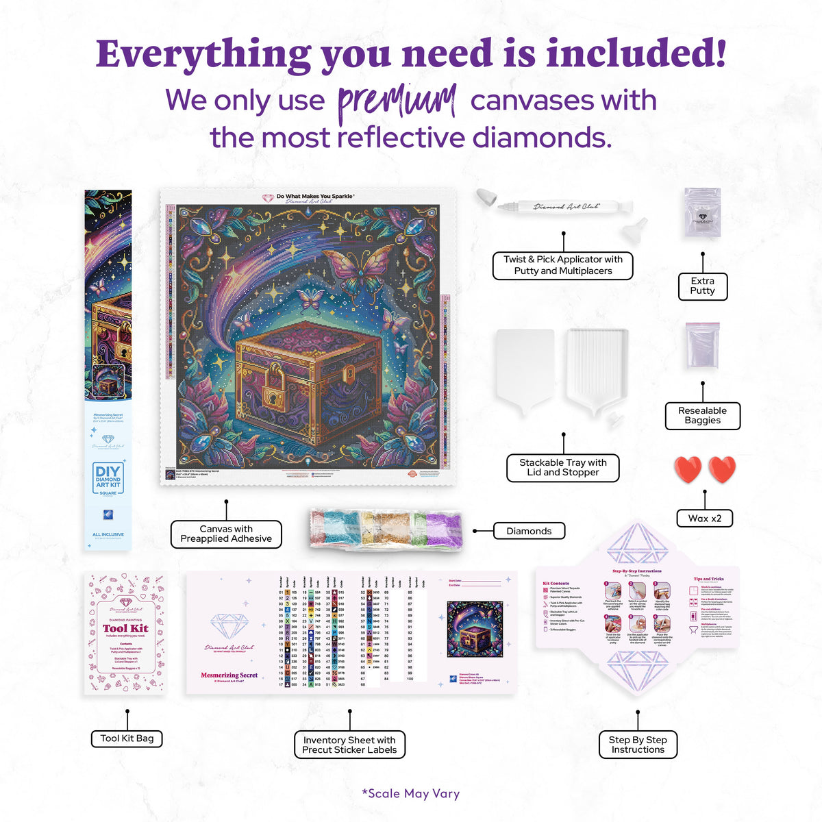 Diamond Painting Mesmerizing Secret 25.6" x 25.6" (65cm x 65cm) / Square With 65 Colors including 4 ABs and 1 Iridescent Diamond and 4 Fairy Dust Diamonds / 68,121