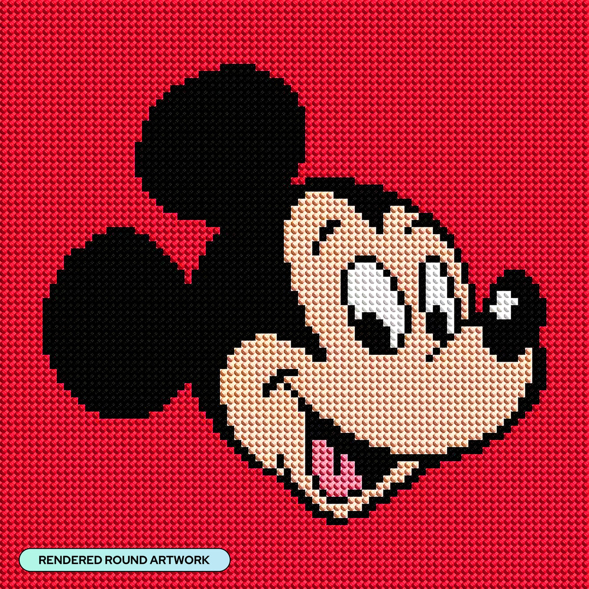 Diamond Painting Mickey 9" x 9" (22.8cm x 22.8cm) / Round with 5 Colors including 1 Fairy Dust Diamond / 6,889