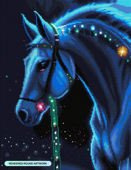 Diamond Painting Midnight Rider 17" x 22" (42.9cm x 55.6cm) / Round with 32 Colors including 2 ABs and 1 Special Diamond and 2 Fairy Dust Diamonds / 31,512