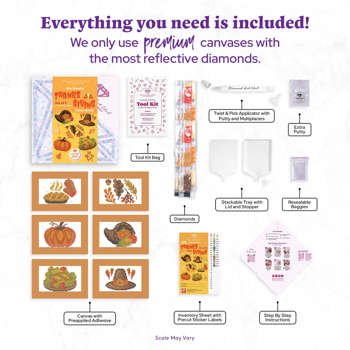 Diamond Painting Mini Dazzles™ - Autumn & Thanksgiving Bundle 4" x 6" (10.2cm x 15.2cm) / Square With 16 Colors Including 16 Fairy Dust Diamonds / 3,866