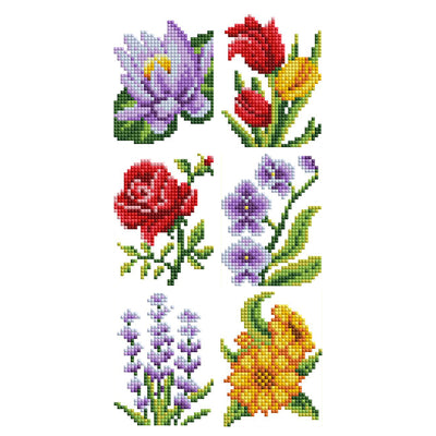 Diamond Painting Mini Dazzles - Classic Flower Set 3x4"(7.6cm"x10.2cm) / Square With 17 Colors Including 1 AB and 16 Fairy Dust Diamonds / 4,202