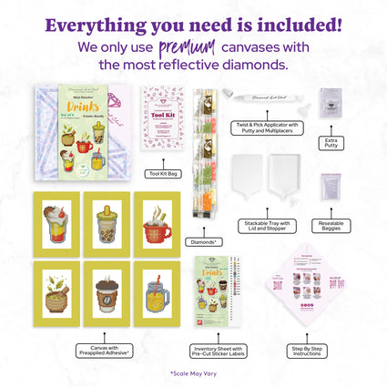 Diamond Painting Mini Dazzles™ - Drinks 4" x 6" (10.2cm x 15.2cm) / Square With 20 Colors Including 20 Fairy Dust Diamonds / 3,916