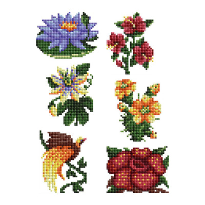 Diamond Painting Mini Dazzles - Exotic Flower Set 3x4"(7.6cm"x10.2cm) / Square With 22 Colors Including 1 AB and 21 Fairy Dust Diamonds / 4,823