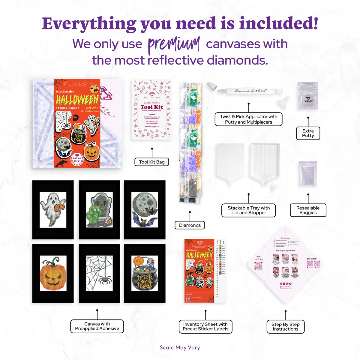 Diamond Painting Mini Dazzles™ - Halloween 4" x 6" (10.2cm x 15.2cm) / Square With 13 Colors Including 1 AB and 12 Fairy Dust Diamonds / 4,426