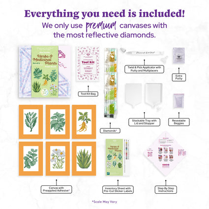 Diamond Painting Mini Dazzles™ - Herbs & Medicinal Plants 4" x 6" (10.2cm x 15.2cm) / Square With 15 Colors Including 15 Fairy Dust Diamonds / 3,670