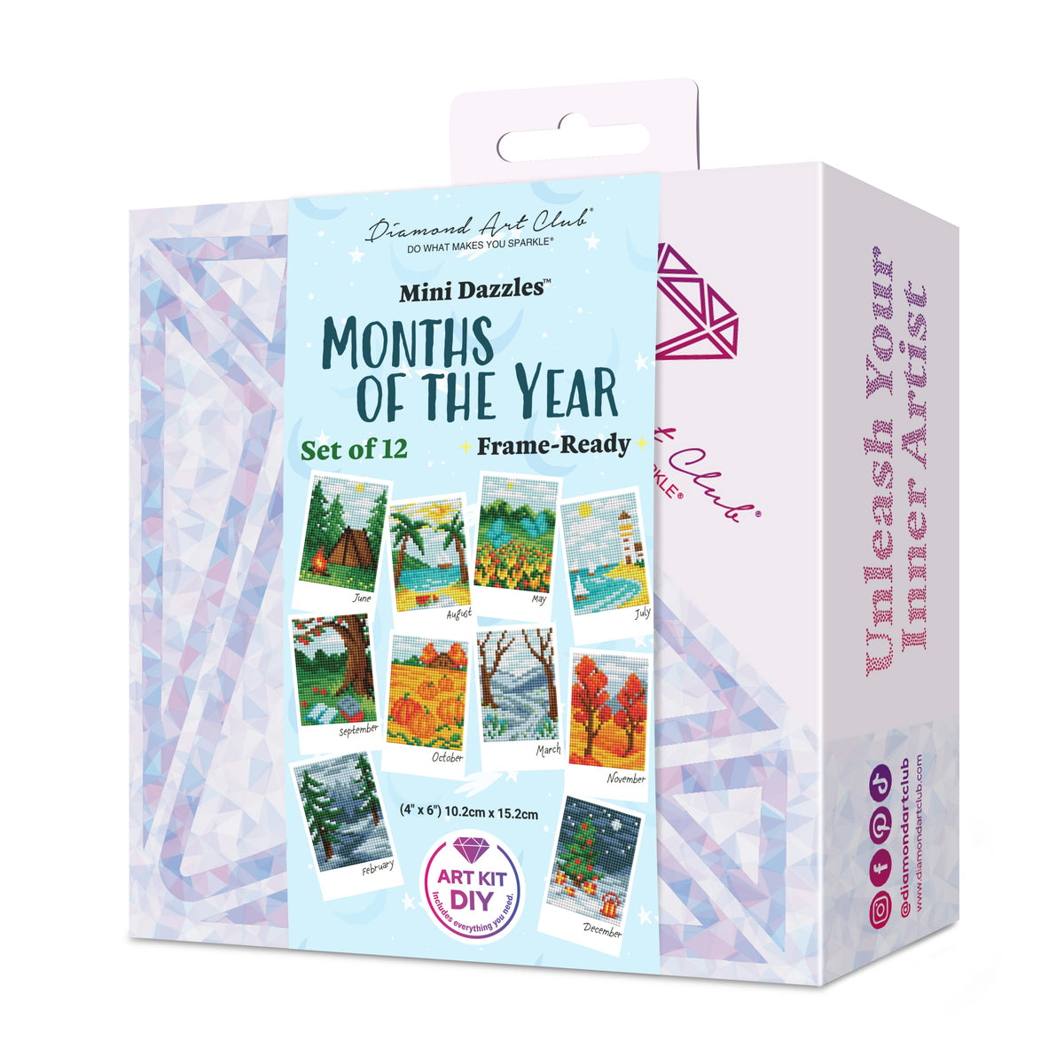 Diamond Painting Mini Dazzles™ - Months of the Year 4" x 6" (10.2cm x 15.2cm) / Square With 23 Colors Including 23 Fairy Dust Diamonds / 14,400