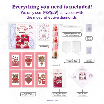 Diamond Painting Mini Dazzles™ - Radiant Love (Valentine's Day) 4" x 6" (10.2cm x 15.2cm) / Square With 17 Colors Including 1 AB and 16 Fairy Dust Diamonds / 4,942