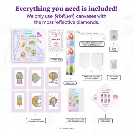 Diamond Painting Mini Dazzles™ - Rainbow 4" x 6" (10.2cm x 15.2cm) / Square With 19 Colors Including 1 AB and 18 Fairy Dust Diamonds / 4,217