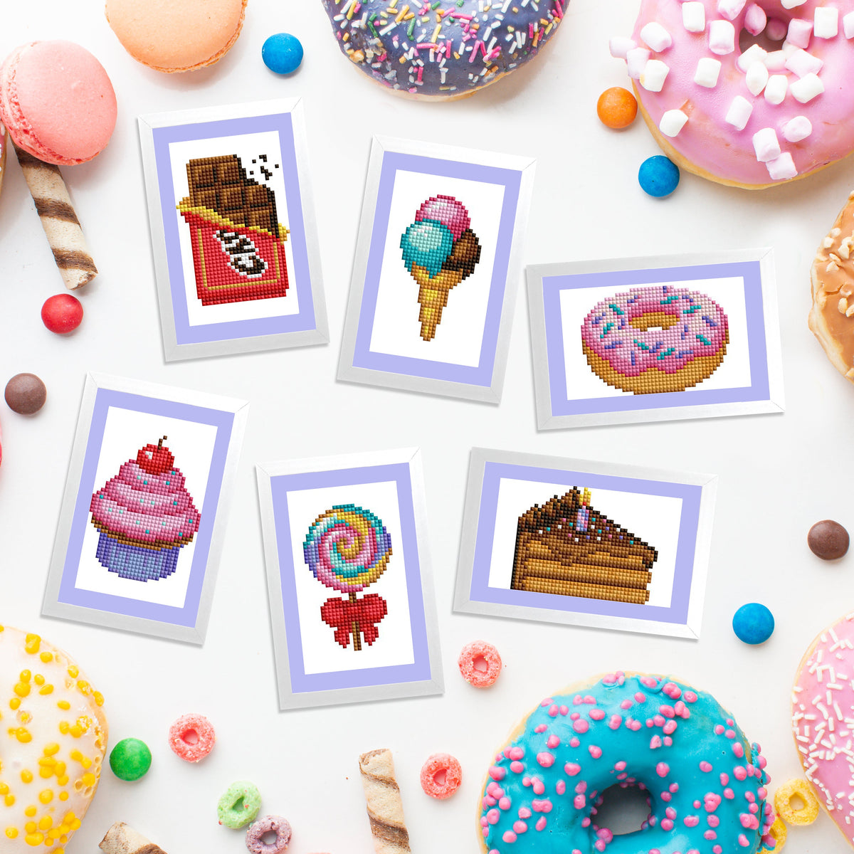 Diamond Painting Mini Dazzles™ - Sweet Treats 4" x 6" (10.2cm x 15.2cm) / Square With 20 Colors Including 2 ABs and 18 Fairy Dust Diamonds / 4,648