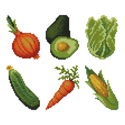 Diamond Painting Mini Dazzles™ - Veggies 4" x 6" (10.2cm x 15.2cm) / Square With 17 Colors Including 1 AB and 16 Fairy Dust Diamonds / 3,709