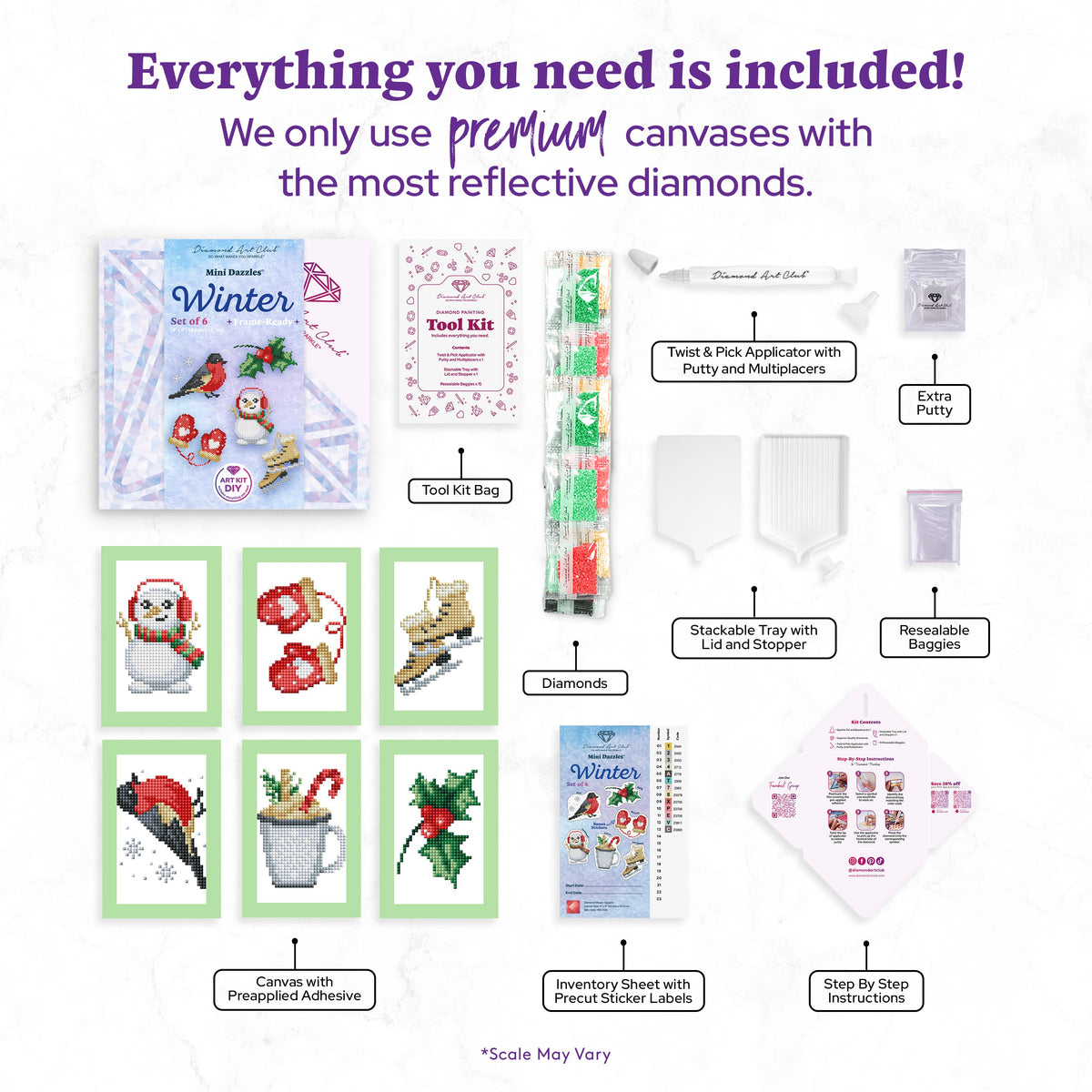 Diamond Painting Mini Dazzles™ - Winter 4" x 6" (10.2cm x 15.2cm) / Square With 16 Colors Including 1 AB and 15 Fairy Dust Diamonds / 3,791