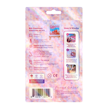 Diamond Painting Mini Easels - Good Things Are Coming 3.9" x 3.9" (10cm x 10cm) / Round with 5 Colors including 1 AB and 1 Fairy Dust Diamond / 1,219