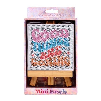 Diamond Painting Mini Easels - Good Things Are Coming 3.9" x 3.9" (10cm x 10cm) / Round with 5 Colors including 1 AB and 1 Fairy Dust Diamond / 1,219