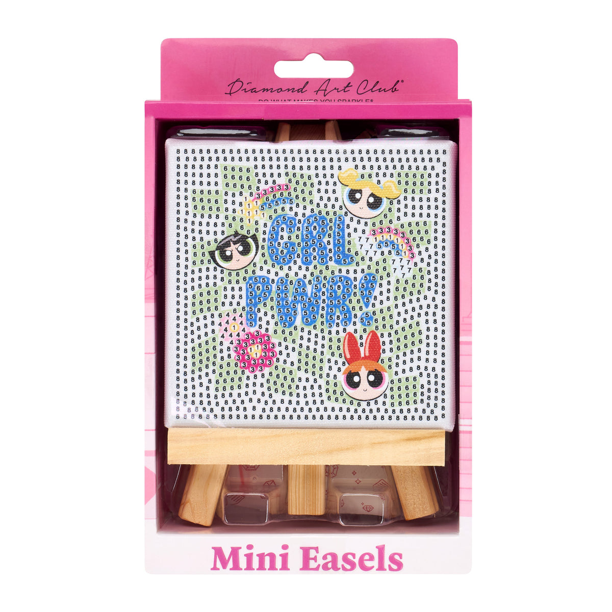 Diamond Painting Mini Easels - GRL PWR! (Powerpuff Girls™) 3.9" x 3.9" (10cm x 10cm) / Round with 7 Colors including 2 ABs / 1,159