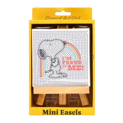 Diamond Painting Mini Easels - I'm Proud of Me (Snoopy™) 3.9" x 3.9" (10cm x 10cm) / Round with 5 Colors including 1 AB and 1 Fairy Dust Diamond / 1,225