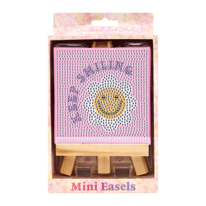 Diamond Painting Mini Easels - Keep Smiling 3.9" x 3.9" (10cm x 10cm) / Round with 5 Colors including 1 AB and 2 Fairy Dust Diamonds / 1,213