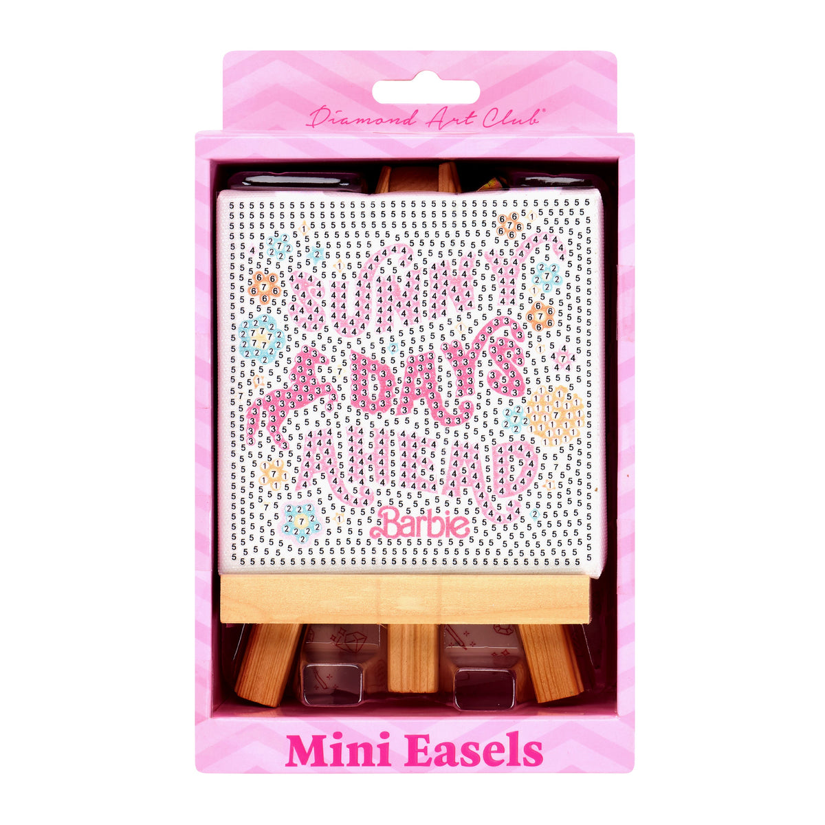 Diamond Painting Mini Easels - Sunny Days Ahead (Barbie™) 3.9" x 3.9" (10cm x 10cm) / Round with 7 Colors including 2 ABs and 2 Fairy Dust Diamonds / 1,235