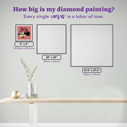 Diamond Painting Minnie 9" x 9" (22.8cm x 22.8cm) / Round with 6 Colors including 1 AB and 1 Fairy Dust Diamond / 6,889