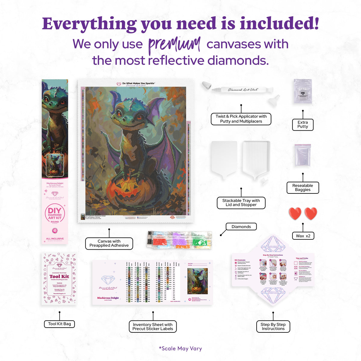 Diamond Painting Mischievous Delight 22" x 28" (55.6cm x 70.7cm) / Round with 79 Colors including 5 Fairy Dust Diamonds / 51,914