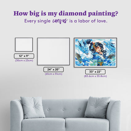 Diamond Painting Mizuchira 33" x 22" (83.6cm x 55.8cm) / Square with 64 Colors including 1 AB and 1 Electro Diamond and 4 Fairy Dust Diamonds / 75,264