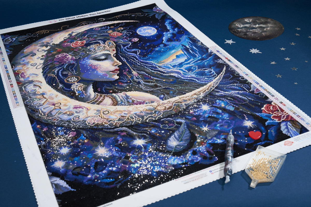 Diamond Painting Moon Goddess 22" x 33" (55.8cm x 83.7cm) / Square with 68 Colors including 4 ABs and 1 Fairy Dust Diamonds / 75,264