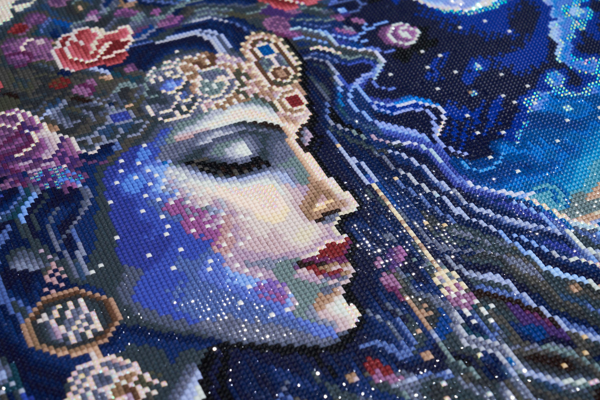 Diamond Painting Moon Goddess 22" x 33" (55.8cm x 83.7cm) / Square with 71 Colors including 4 ABs and 1 Fairy Dust Diamonds / 75,264